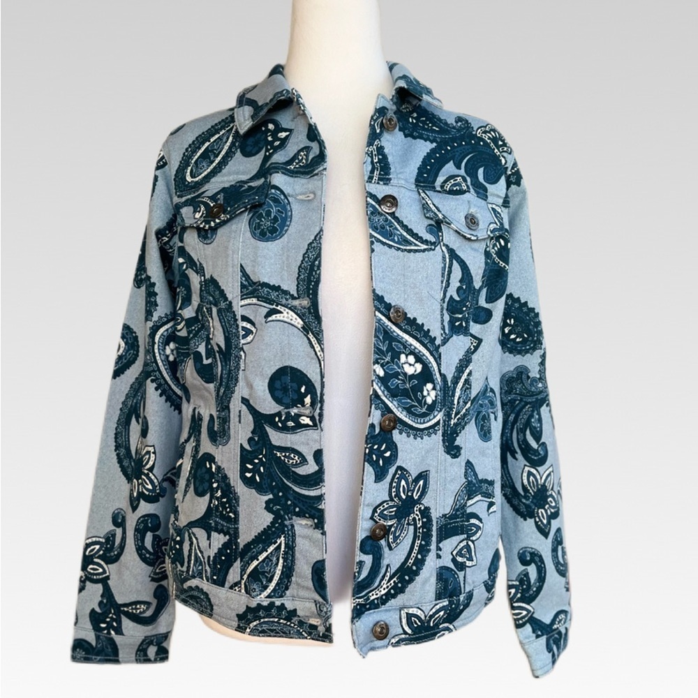 DG2 by Diane Gilman Blue Paisley Jean Jacket